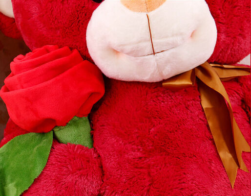 Cute Giant Red Teddy Bear Stuffed Animal Toys With Rose Flower Jumbo 80cm