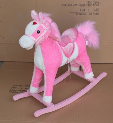 Plush Rocking Horse With Sound Moving Mouth and Tail For Children Ride on Playing