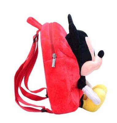 12 Inch Red Mickey Mouse Backpack For Toddler With Soft Plush Fabric Size