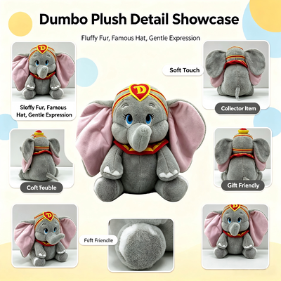 Sevimli Özel Disney Peluş Oyuncaklar Dumbo - D Çizgi Film Karakteri Peluş Hayvanlar