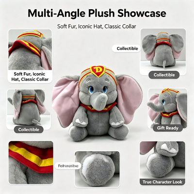 Sevimli Özel Disney Peluş Oyuncaklar Dumbo - D Çizgi Film Karakteri Peluş Hayvanlar