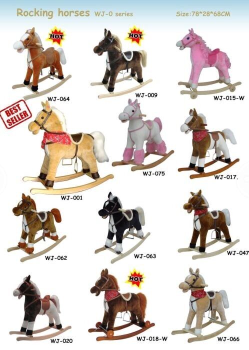 Plush Rocking Horse With Sound Moving Mouth and Tail For Children Ride on Playing