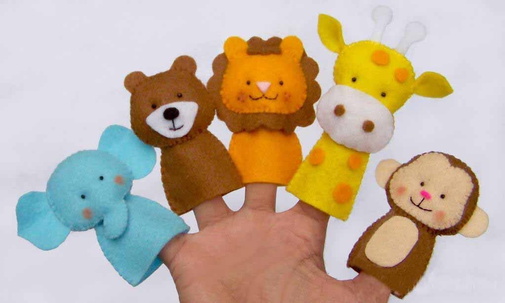 Funny Wild Animal Felt Finger Puppets , Cute Monkey Finger Puppets